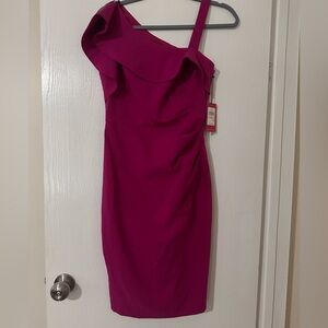 Vince Camuto Fuchsia One-Shoulder Dress